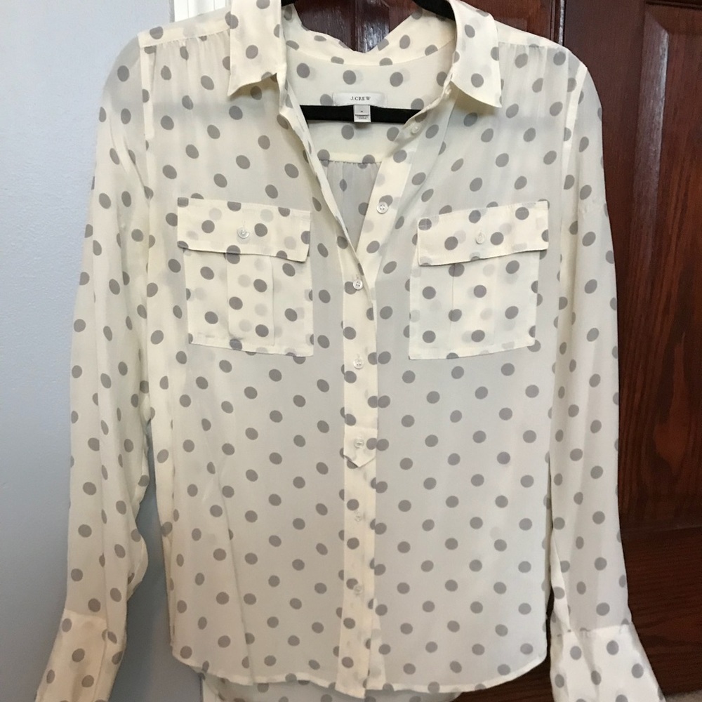 J. Crew polka dot button down